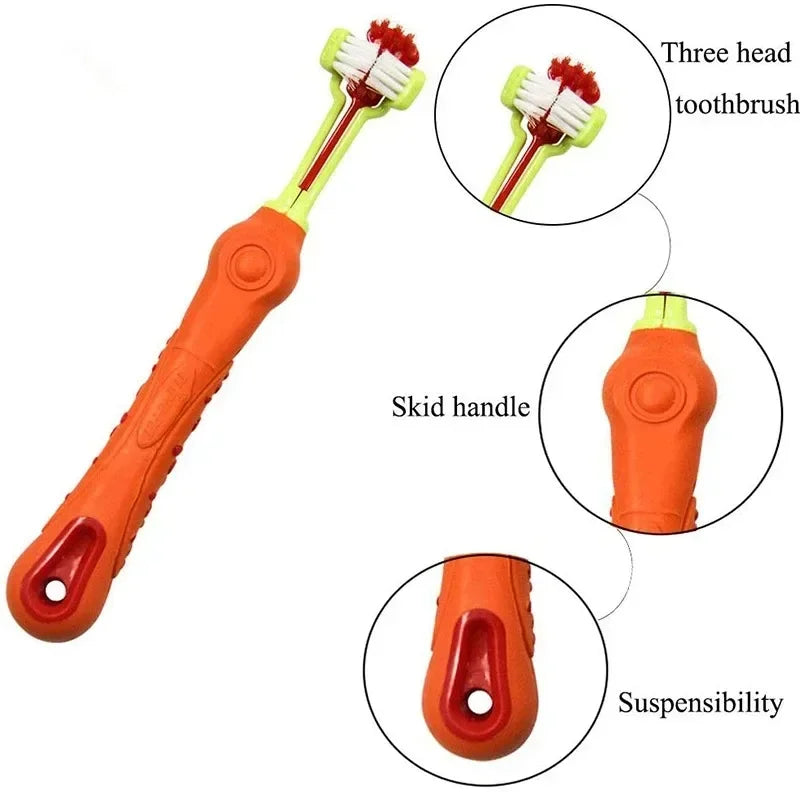 Pet Toothbrush Comfortable Three Sided Dog Tooth Brush Healthy Dental Care For Medium Large Dogs Teeth Cleaning