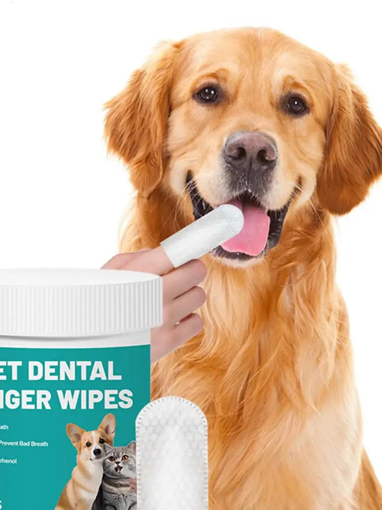 Dog Teeth Cleaning Finger Wipes Disposable Finger Wet Wipes Super Soft Oral Care Toothbrushes 50Pcs Dog Ear Wipes Pet Supplies