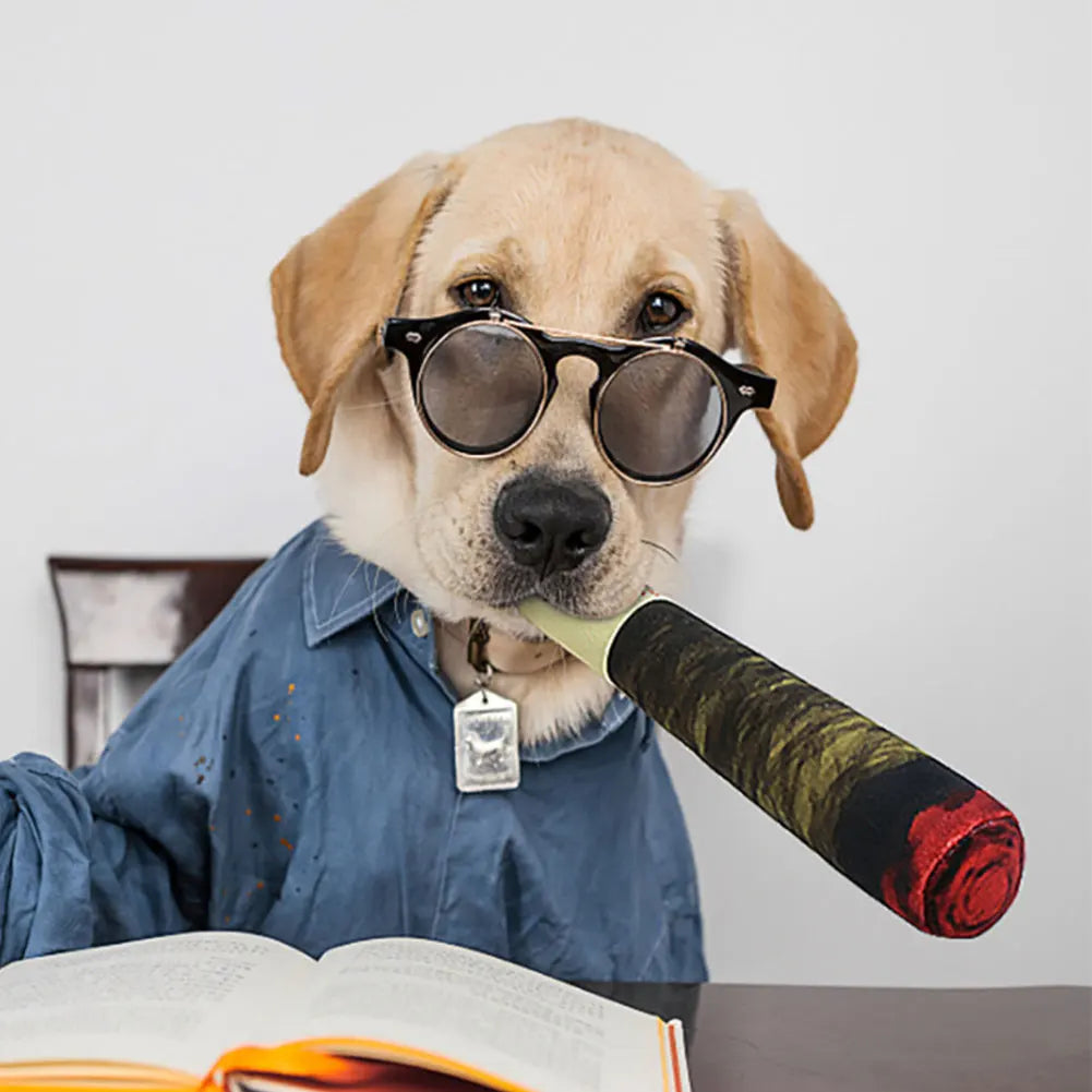 Interactive Dog Sound Toy Simulation Cigar Plush Pet Toy Dog Teething Toys Dog Plush Toy for Small Medium and Large Dogs