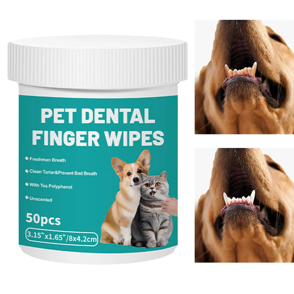 Dog Teeth Cleaning Finger Wipes Disposable Finger Wet Wipes Super Soft Oral Care Toothbrushes 50Pcs Dog Ear Wipes Pet Supplies